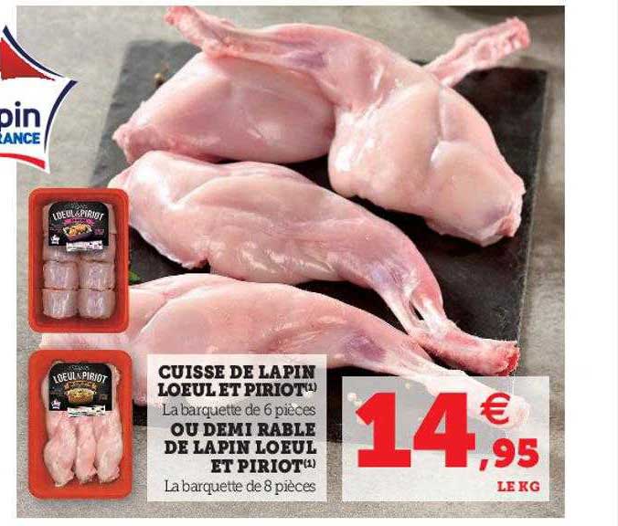cuisse de lapin loeul et piriot ou demi râble de lapin loeul et piriot