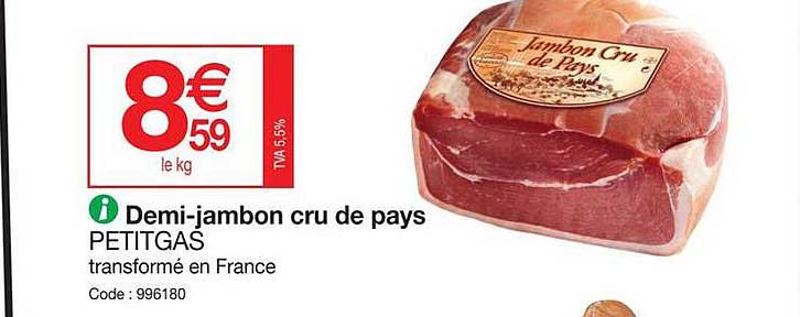 demi-jambon cru de pays petitgas