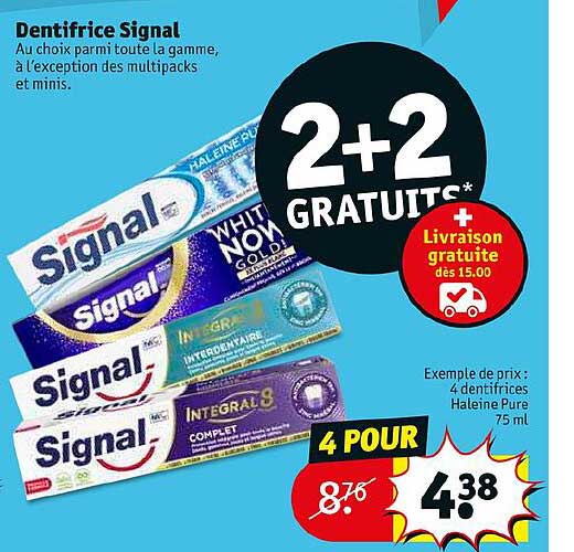 dentifrice signal 2+2 gratuits