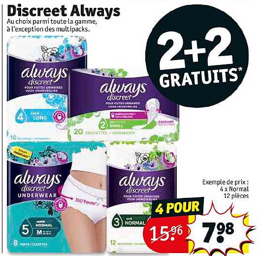 discreet always 2+2 gratuits