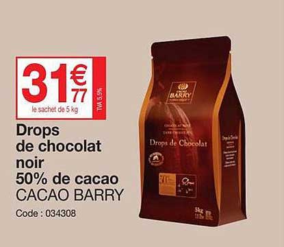 drops de chocolat noir 50% de cacao barry