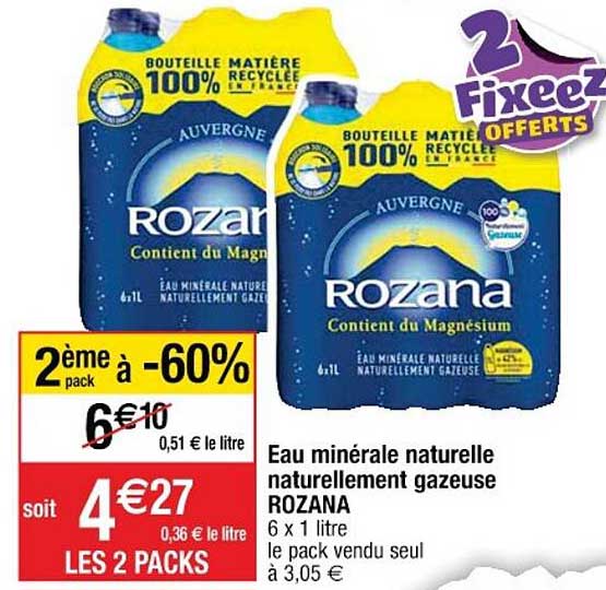 eau minérale naturelle naturellement gazeuse rozana