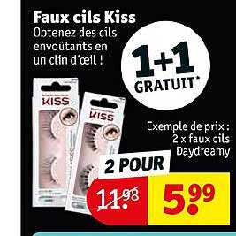 faux cils kiss 1+1 gratuit