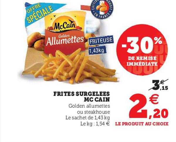 frites surgelées mc cain -30% de remise immédiate