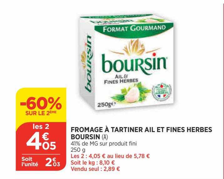 Fromage à Tartiner Ail Et Fines Herbes Boursin