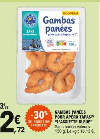gambas panées pour apéro tapas "l'assiette bleue" -30% de réduction immédiate