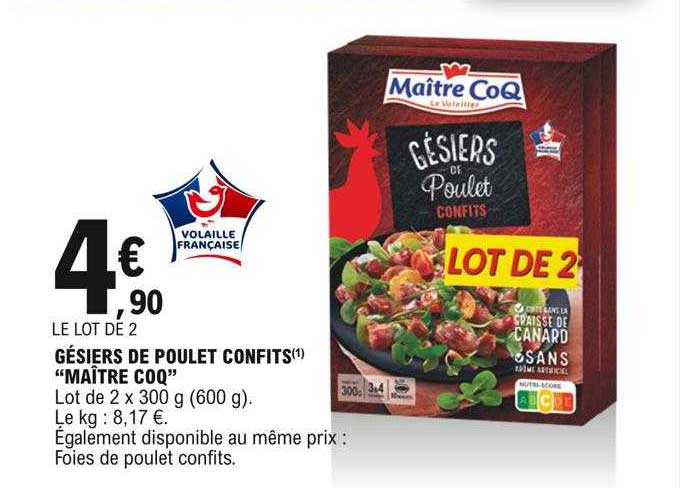 gésiers de poulet confits "maître coq"