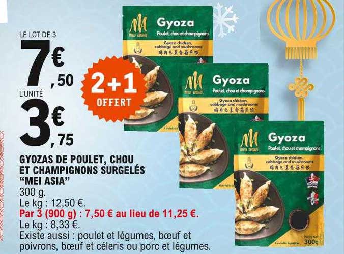 Gyozas De Poulet, Chou Et Champignons Surgelés "mei Asia" 2+1 Offert