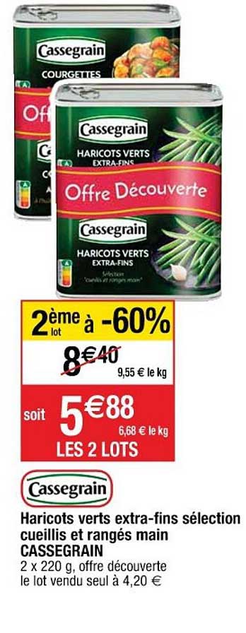 haricots verts extra-fins sélection cueillis et rangés main cassegrain