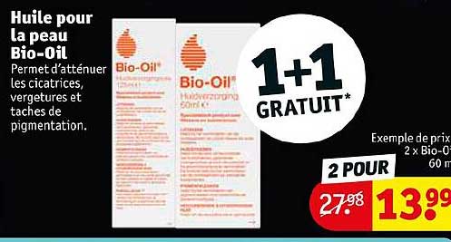 huile pour la peau bio-oil 1+1 gratuit