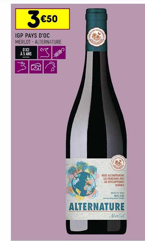 igp pays d'oc merlot alternature