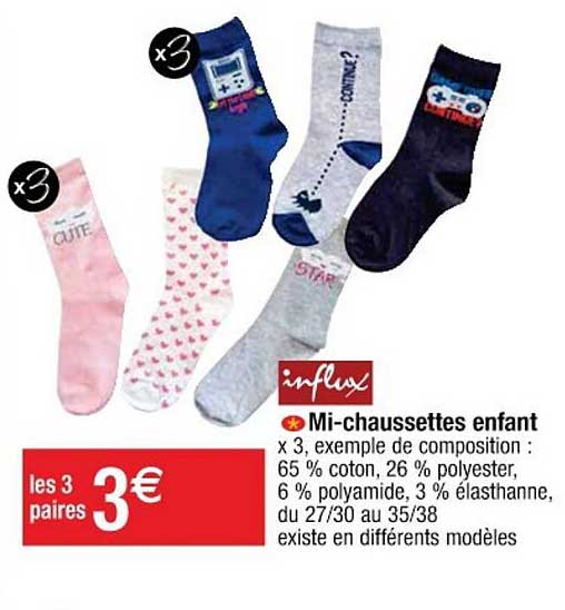 influx mi-chaussettes enfant