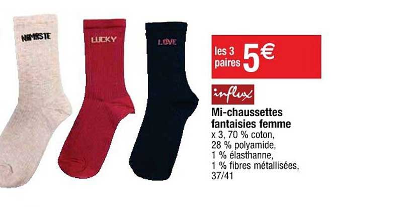 influx mi-chaussettes fantaisies femme