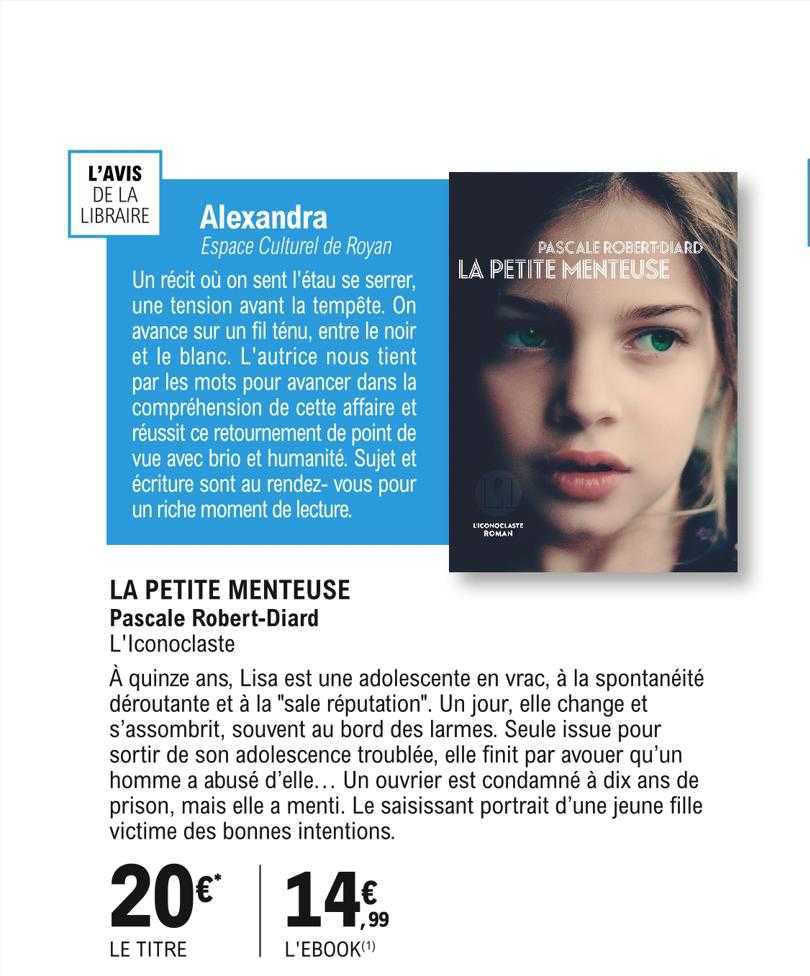 la petite menteuse pascale robert-diard l'iconoclaste