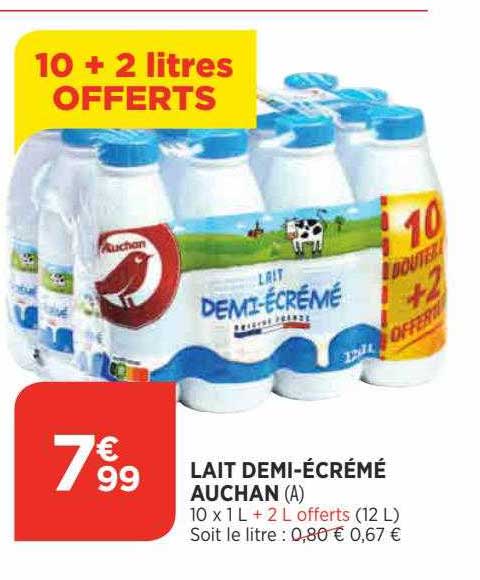 lait demi-écrémé auchan