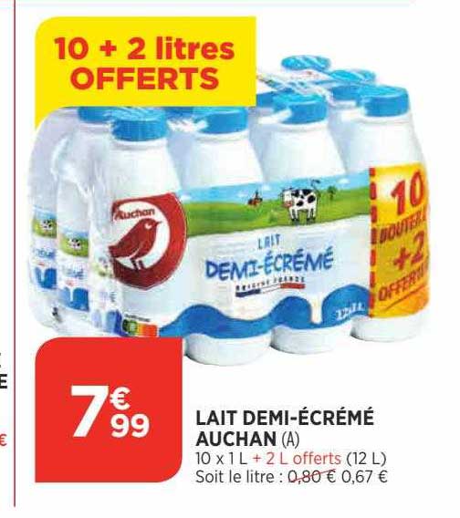 lait demi-écrémé auchan