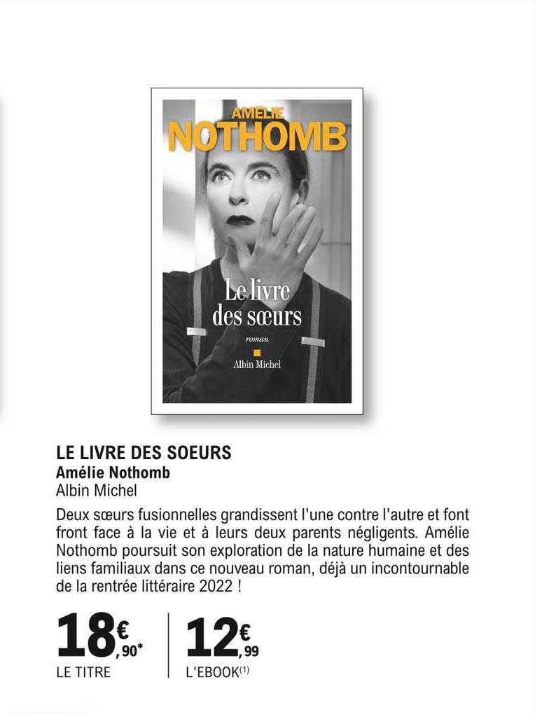 le livre des sœurs amélie  nothomb albin michel