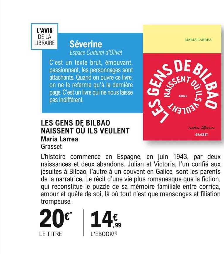 les gens de bilbao naissent où ils veulent maria larrea grasset