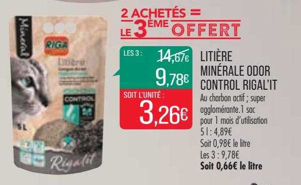 litière minérale odor control rigal'it
