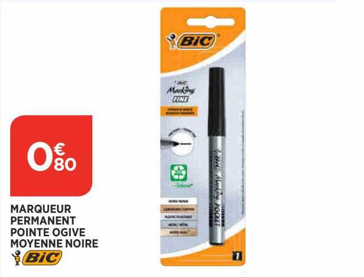 marqueur permanent pointe ogive moyenne noire bic