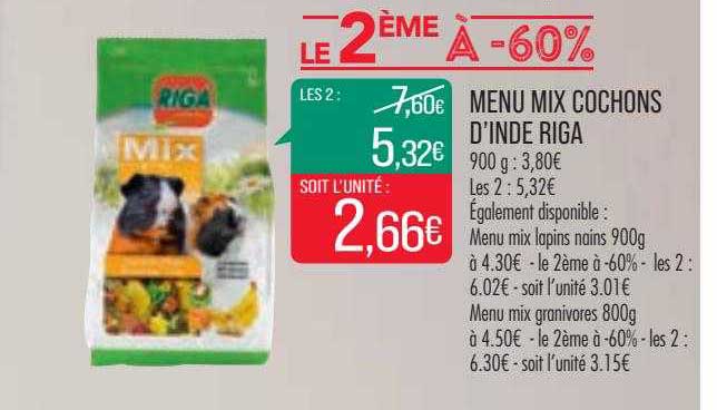 menu mix cochons d'inde riga