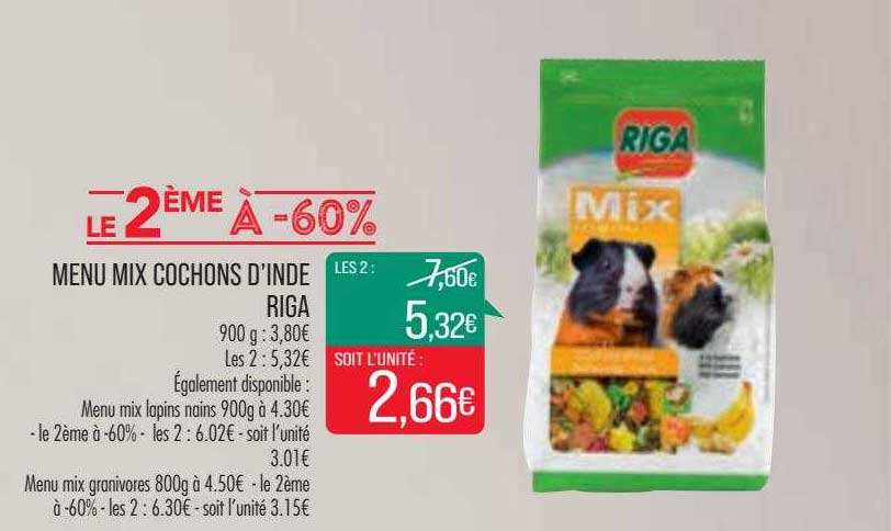 menu mix cochons d'inde riga