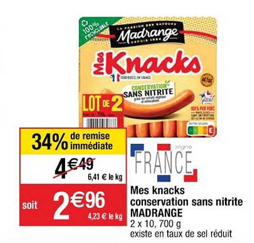 mes knacks conservation sans nitrite madrange