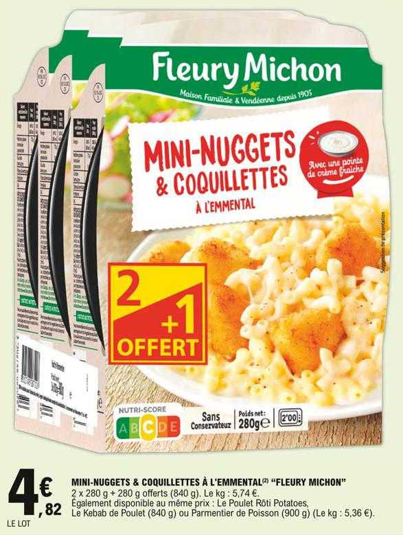 mini-nuggets & coquillettes à l'emmental "fleury michon"