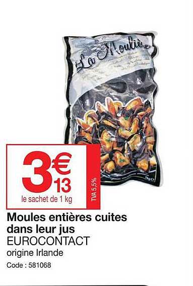 moules entières cuites dans leur jus