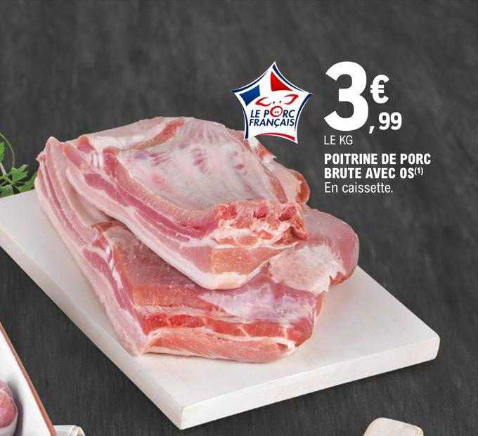 poitrine de porc brute avec os