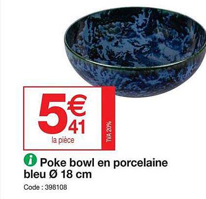 poke bowl en porcelaine bleu ø 18 cm