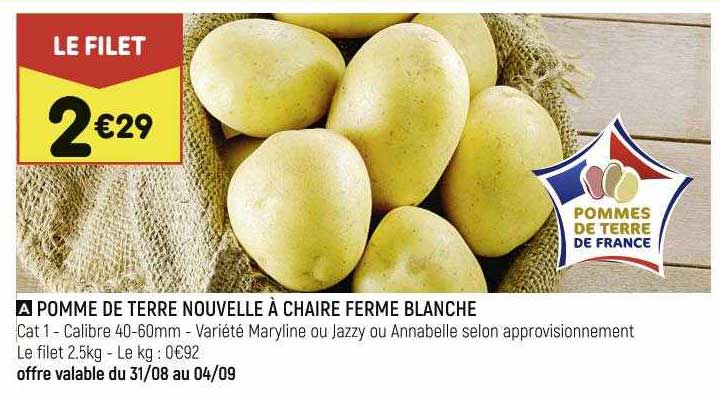 pomme de terre nouvelle à chaire ferme blanche