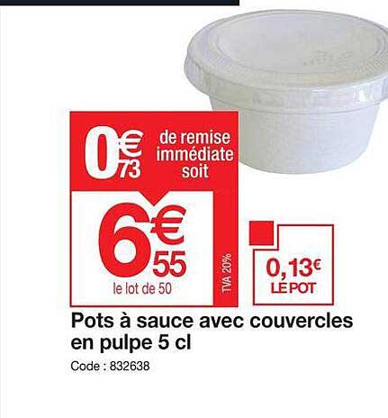 pots à sauce avec couvercles en pulpe 5 cl