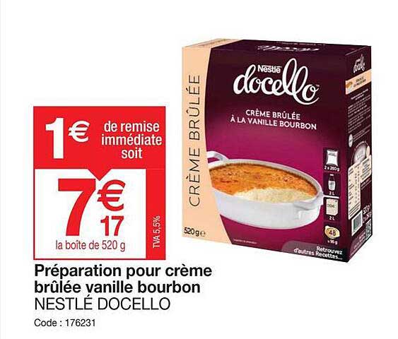 préparation pour crème brûlée vanille bourbon nestlé docello
