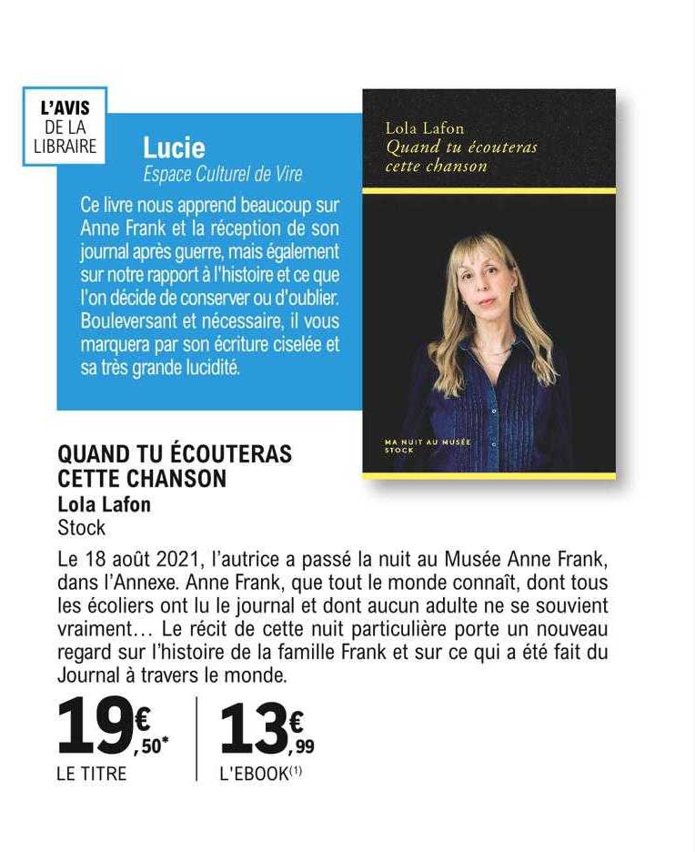 quand tu écouteras cette chanson lola lafon stock