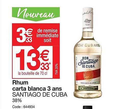 rhum carta blanca 3 ans santiago de cuba