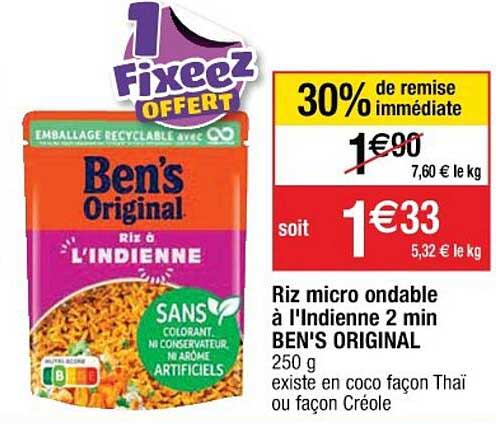 riz micro ondable à l'indienne 2 min ben's original