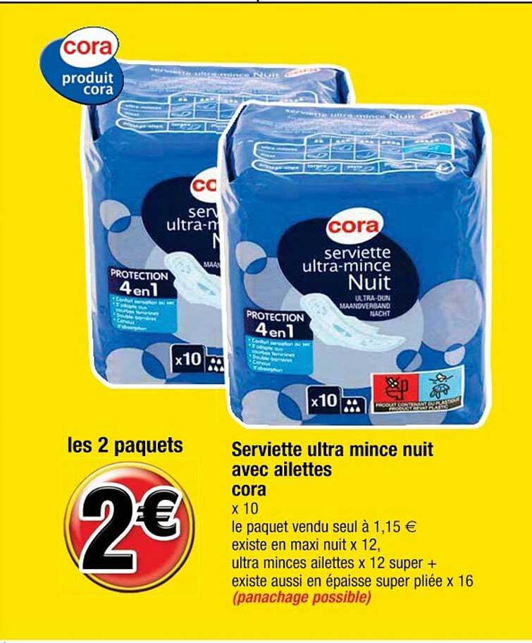 serviette ultra mince nuit avec ailettes cora