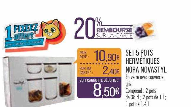 set 5 pots hermétiques nora novastyl