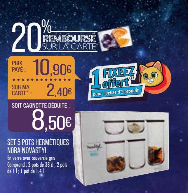 set 5 pots hermétiques nora novastyl