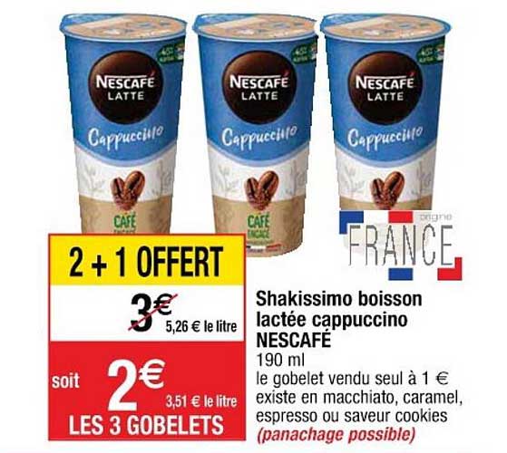 shakissimo boisson lactée cappuccino nescafé