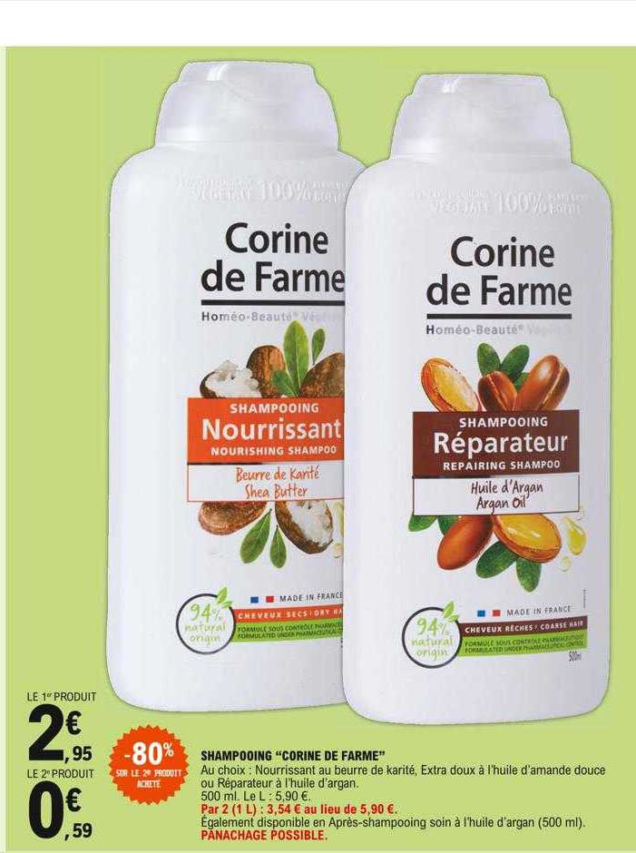 shampooing "corine de farme" -80 sur le produit achéte
