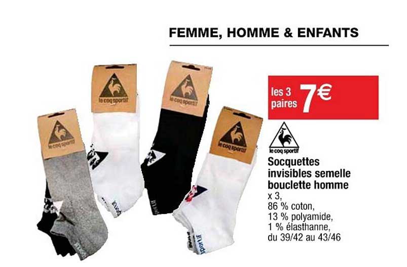 socquettes invisibles semelle bouclette homme