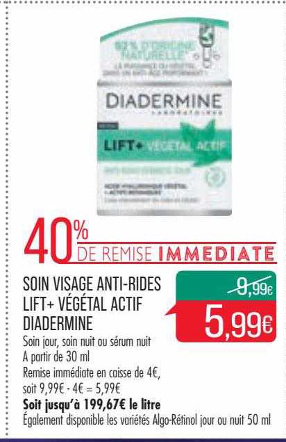 soin visage anti-rides lift + végétal actif diadermine