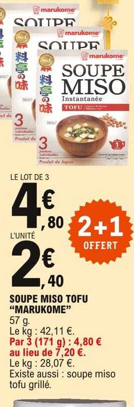soupe miso tofu "marukome" 2+1 offert