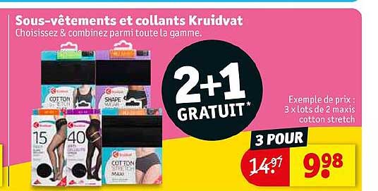 sous-vêtements et collants kruidvat 2+1 gratuit