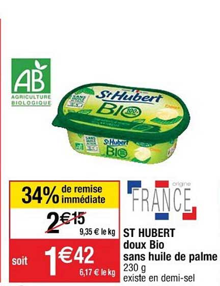 st hubert doux bio sans huile de palme