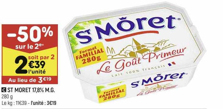 st moret 17.8% m.g. -50% sur le 2e