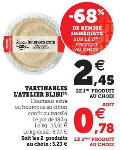 Tartinables L'atelier Blini -68% De Remise Immédiate Sur Le 2ème Produit Au Choix