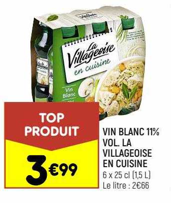 vin blanc 11% vol la villageoise en cuisine